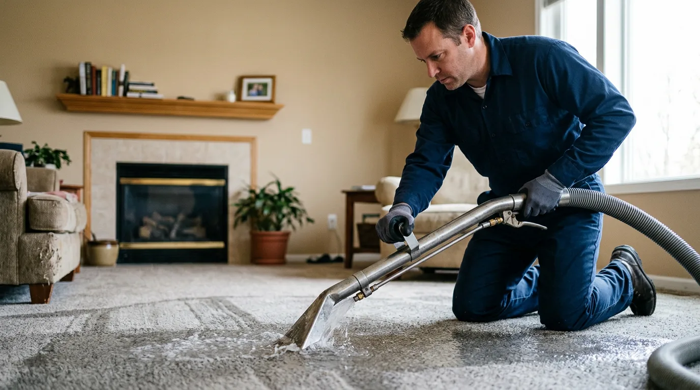 Water damage restoration technician working near Westerville, NE